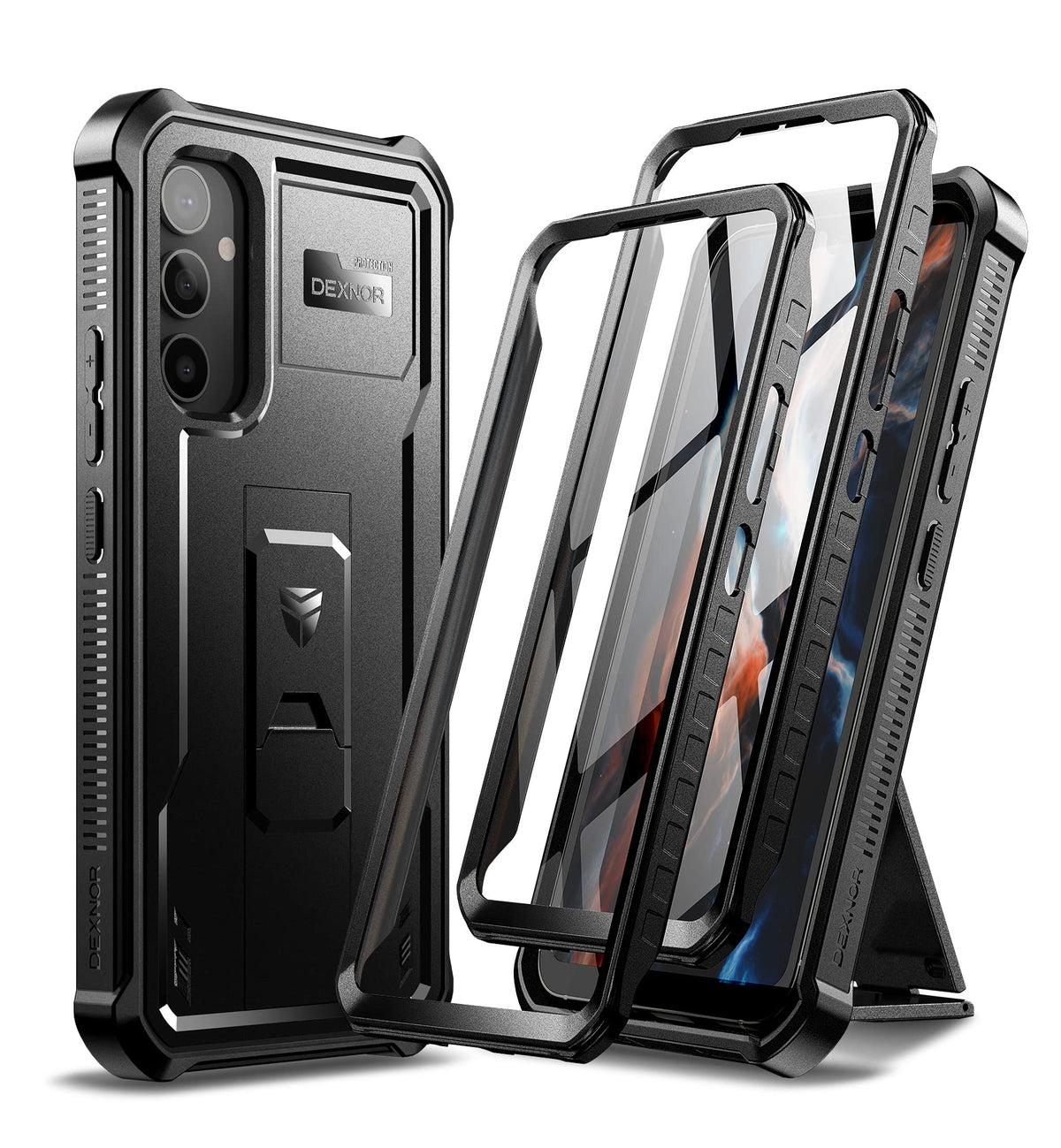 Dexnor For Samsung Galaxy A54 5G Phone Case, [Extra Front Frame] [Built-In Screen Protector & Kickstand] Heavy Duty Military Gra