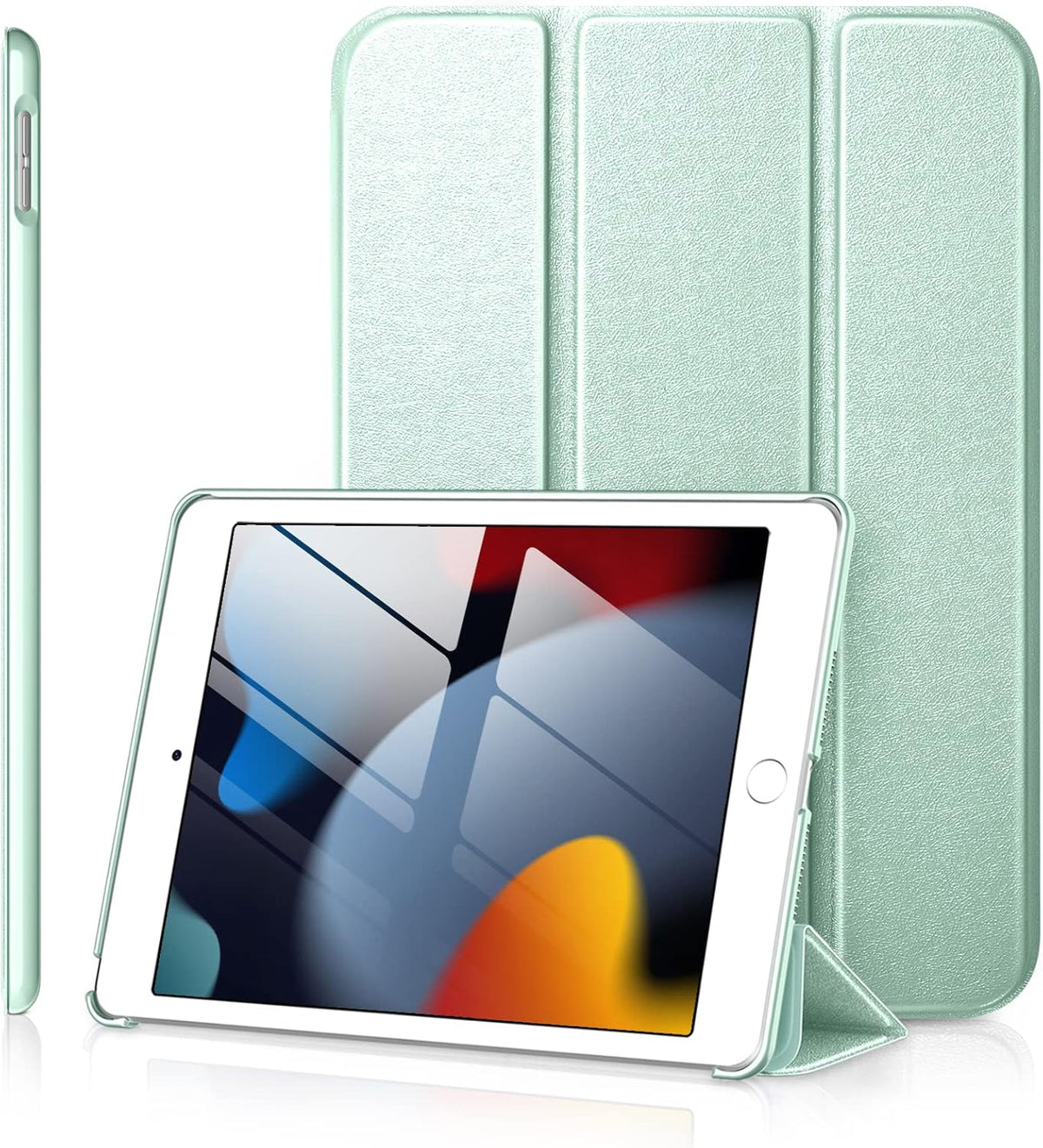 DTTO for iPad 9th/8th/7th Generation 10.2 inch Case, Premium Silk Pattern Slim Trifold Stand Cover - Matcha Green