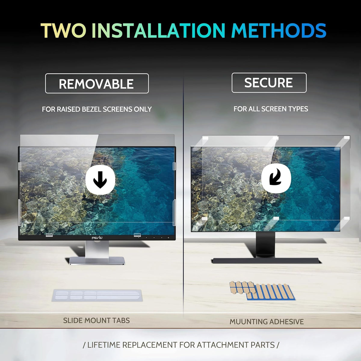 [2-Pack] 20 Inch Privacy Screen for Computer Monitor 16:9 Aspect Ratio, Eye Protection Anti Blue Light Glare Shield, 20inch Removable Black Blackout Anti Spy Desktop Security Private Filter