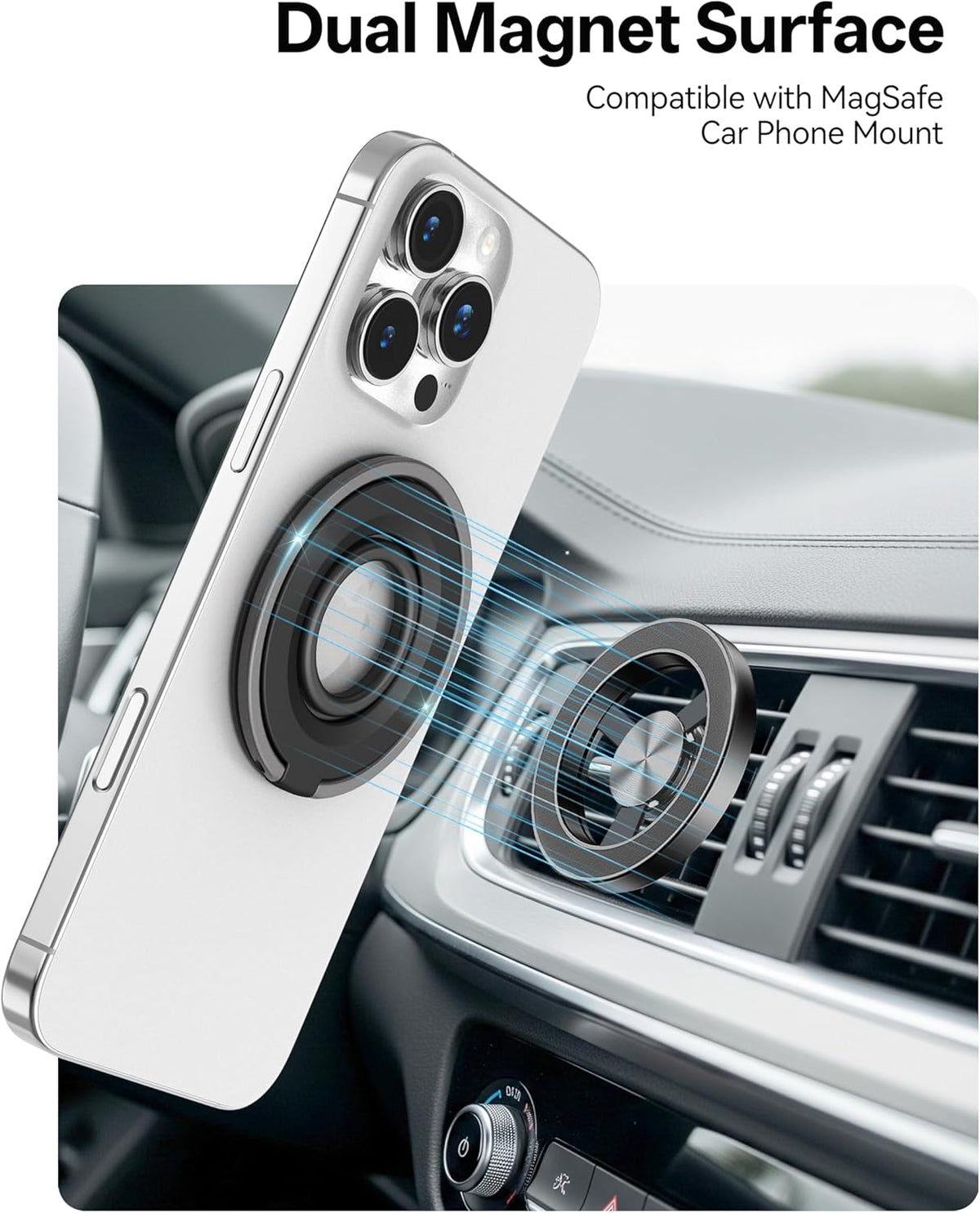 [2025 Newest] Magnetic Phone Grip for MagSafe Ring Holder, Magnet Phone Grip Stand Finger Kickstand Two-Sided Magnetic Compatible with iPhone 16 Pro/Max 15 14 13 12 11 Plus&Android
