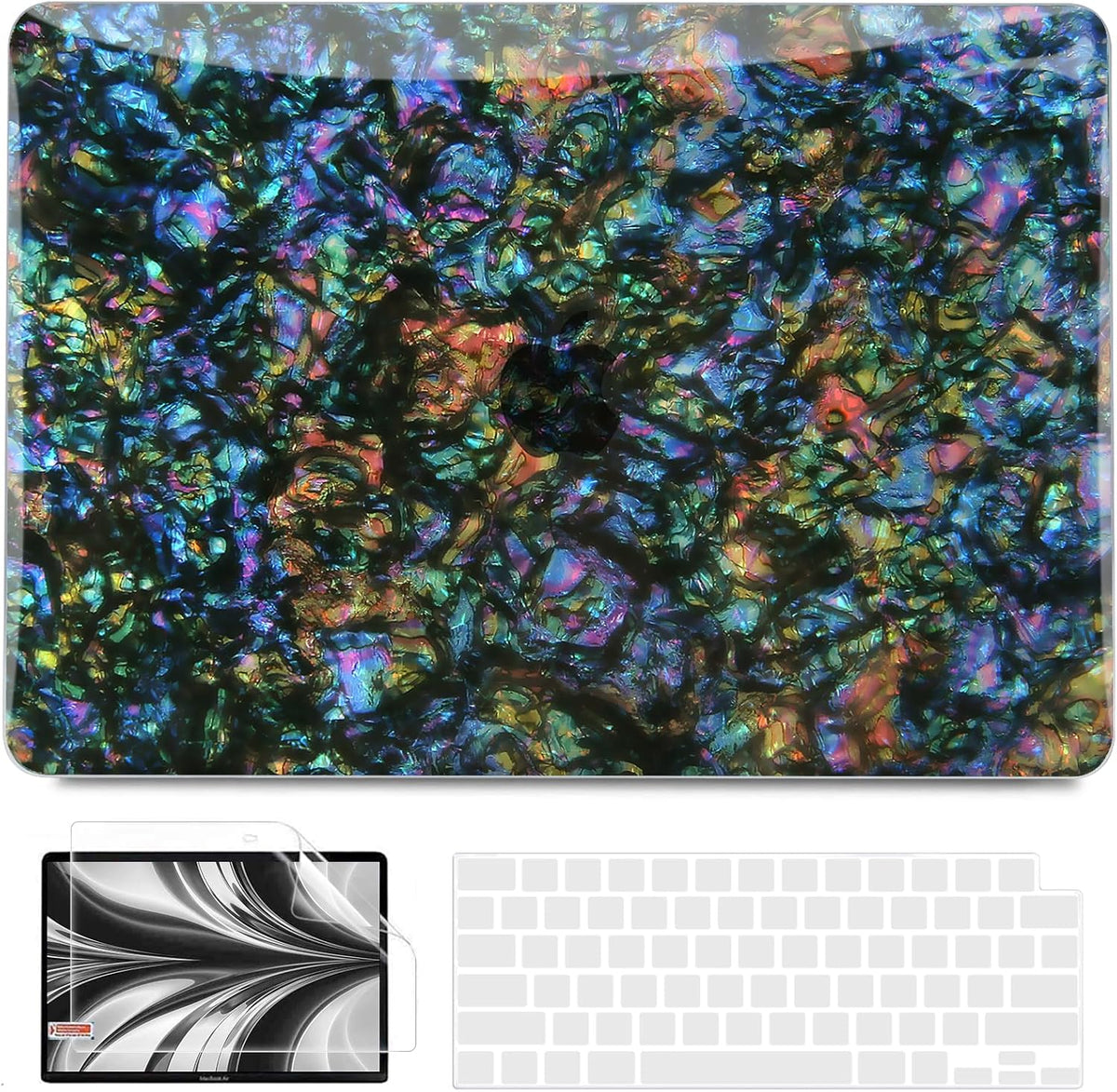 B BELK Compatible with MacBook Air 13 inch Case 2025 2024 2023 2022 M4 M3 M2 A3240 A3113 A2681, Plastic Hard Shell+Keyboard Cover+Screen Protector for MacBook Air 13.6 inch Case, Shiny Abalone Pearl