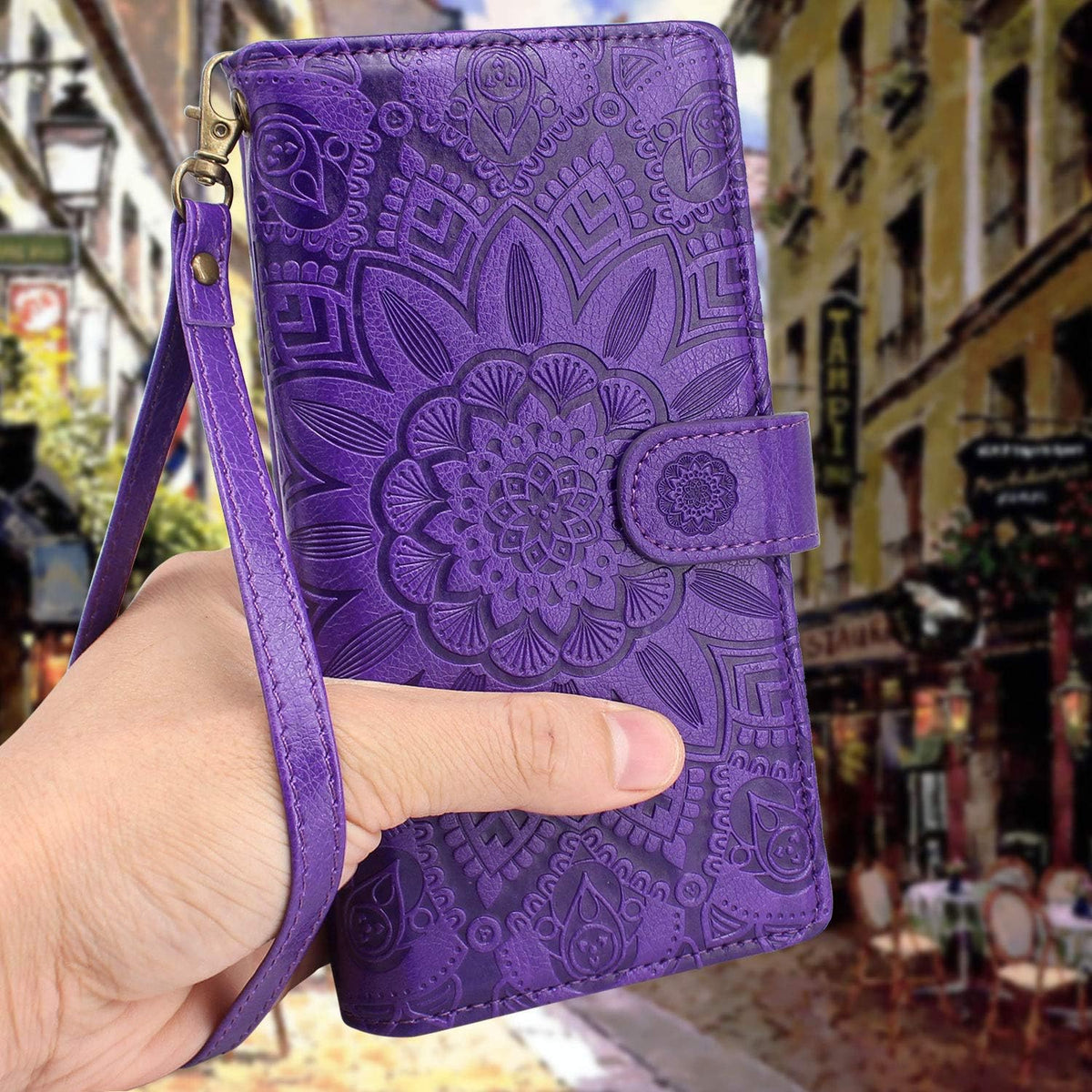 Harryshell Detachable Magnetic Zipper Wallet Case for Samsung Galaxy A32 5G, Purple Flower