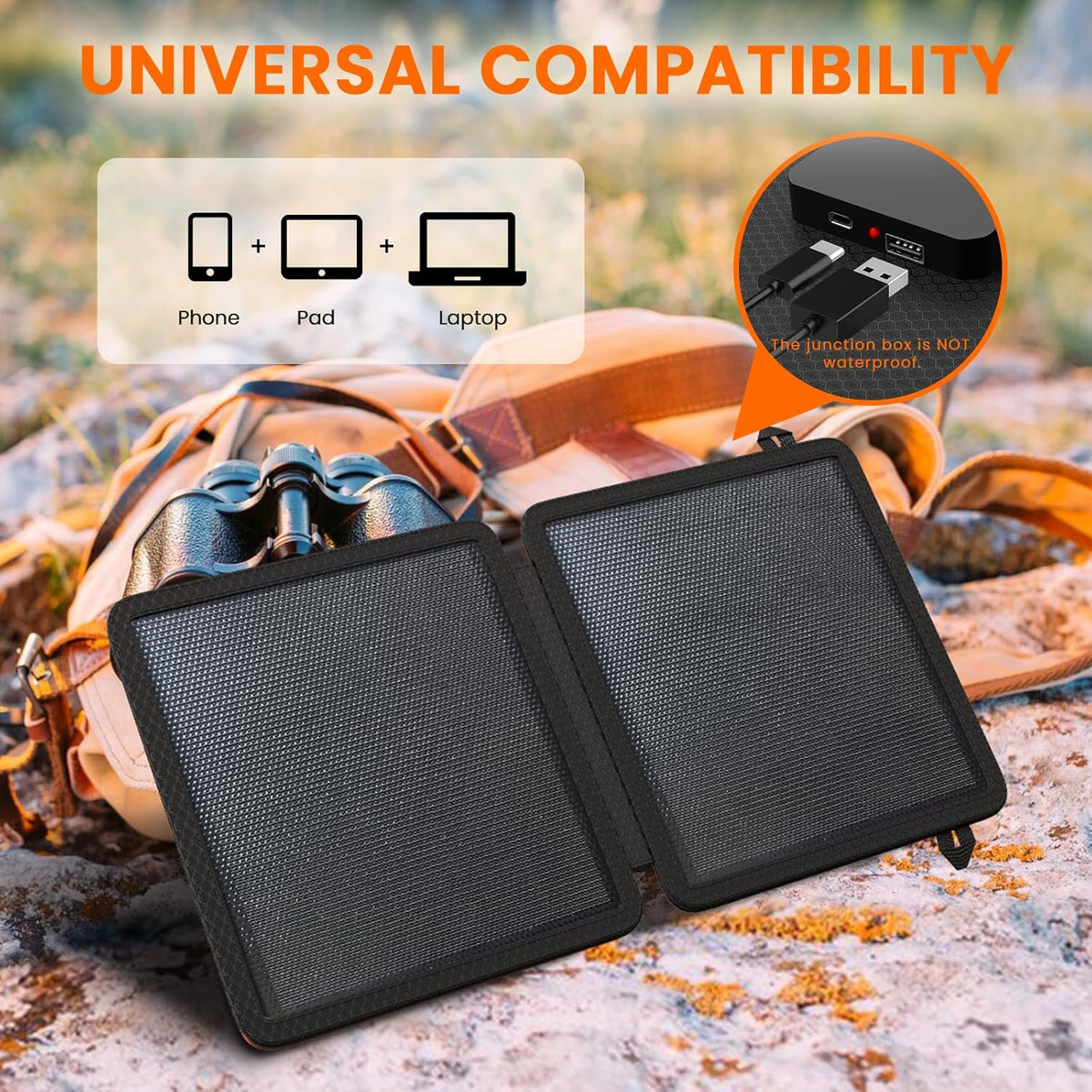 REDIGOO Portable 10W Solar Panel Charger, Mini Solar Panel with USB-C Outputs Compatible with Cell Phone Tablet, 2025 Latest Version Solar Charger for Cell Phone,Camping, Hiking, Backpacking
