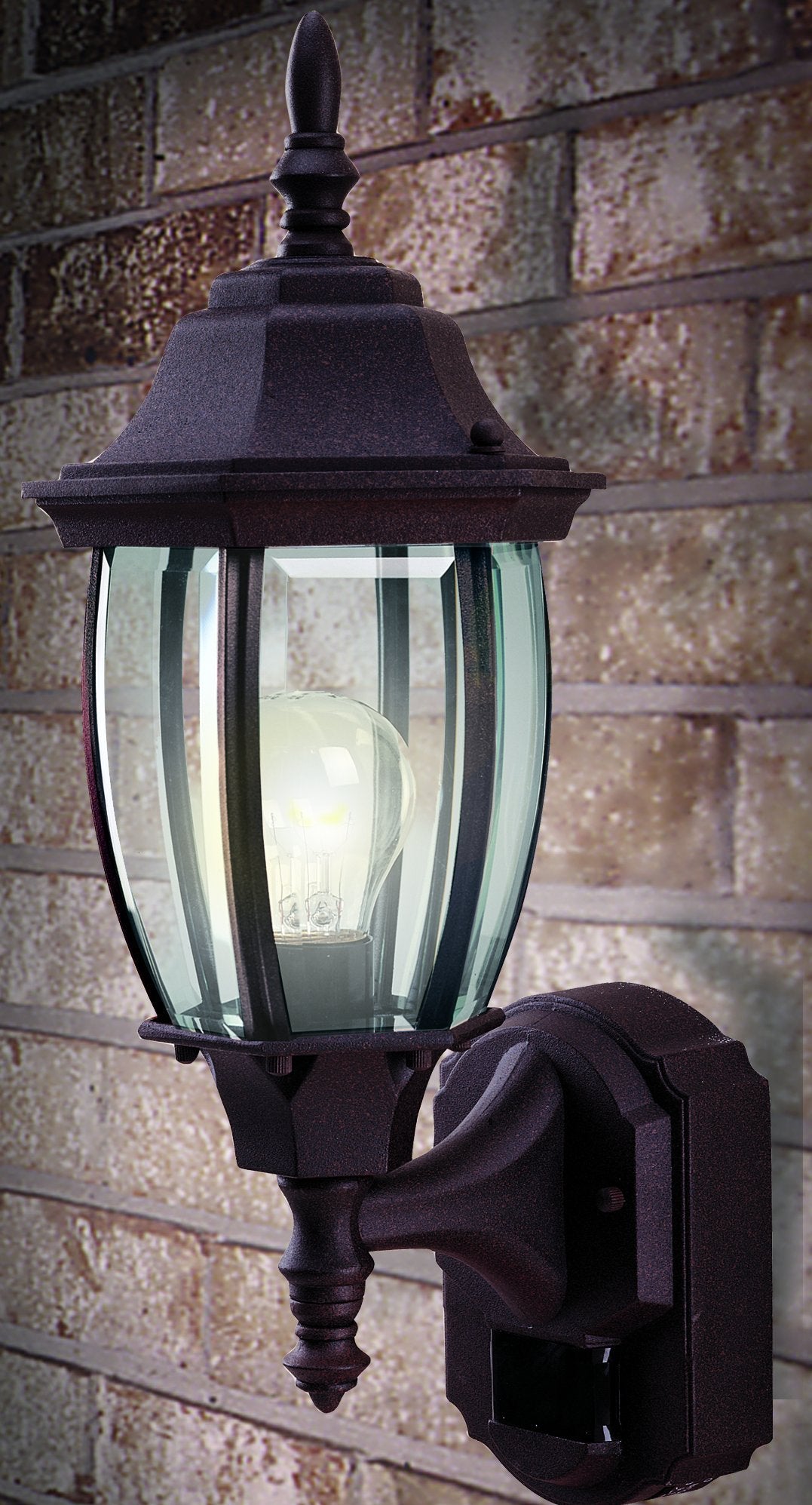 Heath Zenith HZ-4192-BK Six-Sided Die-Cast Aluminum Lantern, Black with Beveled Glass
