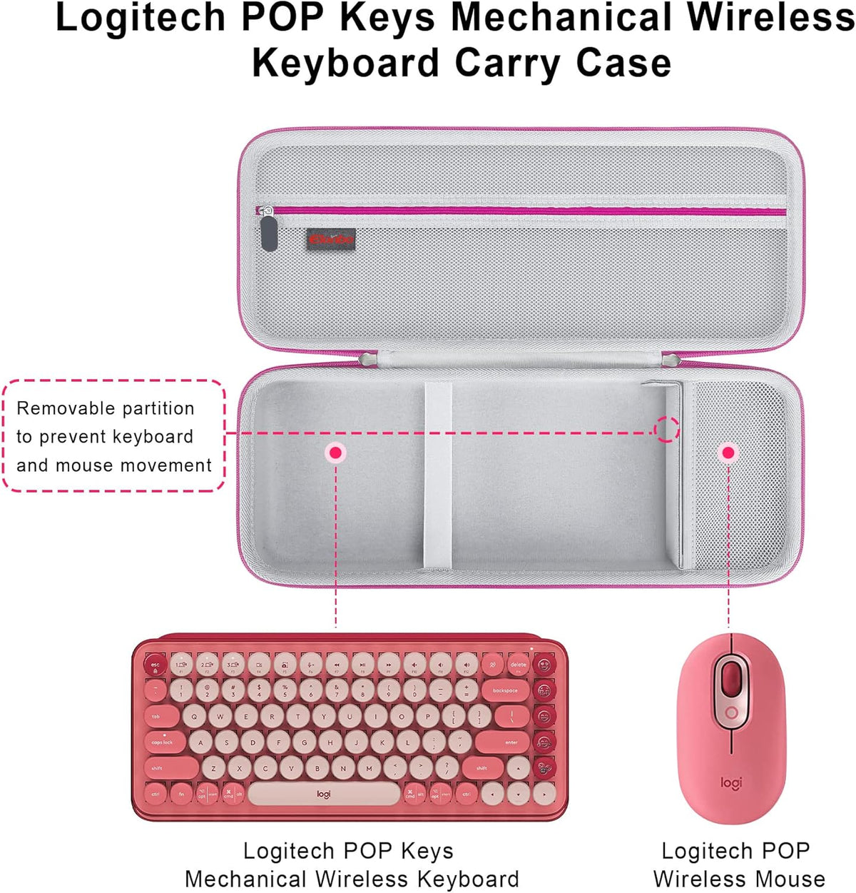 Elonbo Hard Carrying Case for Logitech POP Keys Mechanical Wireless Keyboard, Portable Travel Case Bag with Extra