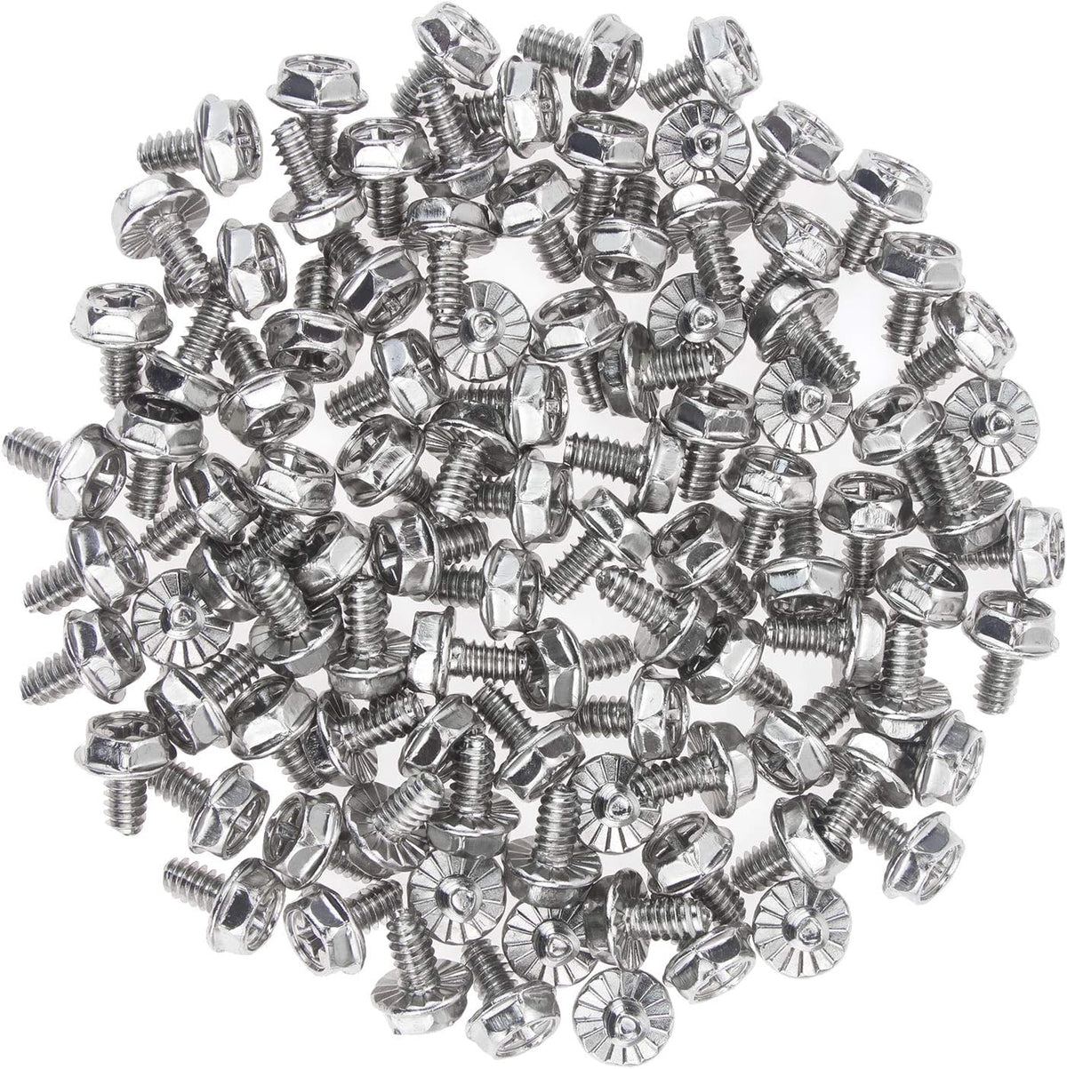 Toothed Hex 6/32 Screw 6# -32 Computer PC Case Mounting Screws, 100 PCS for Hard Drive and Motherboard