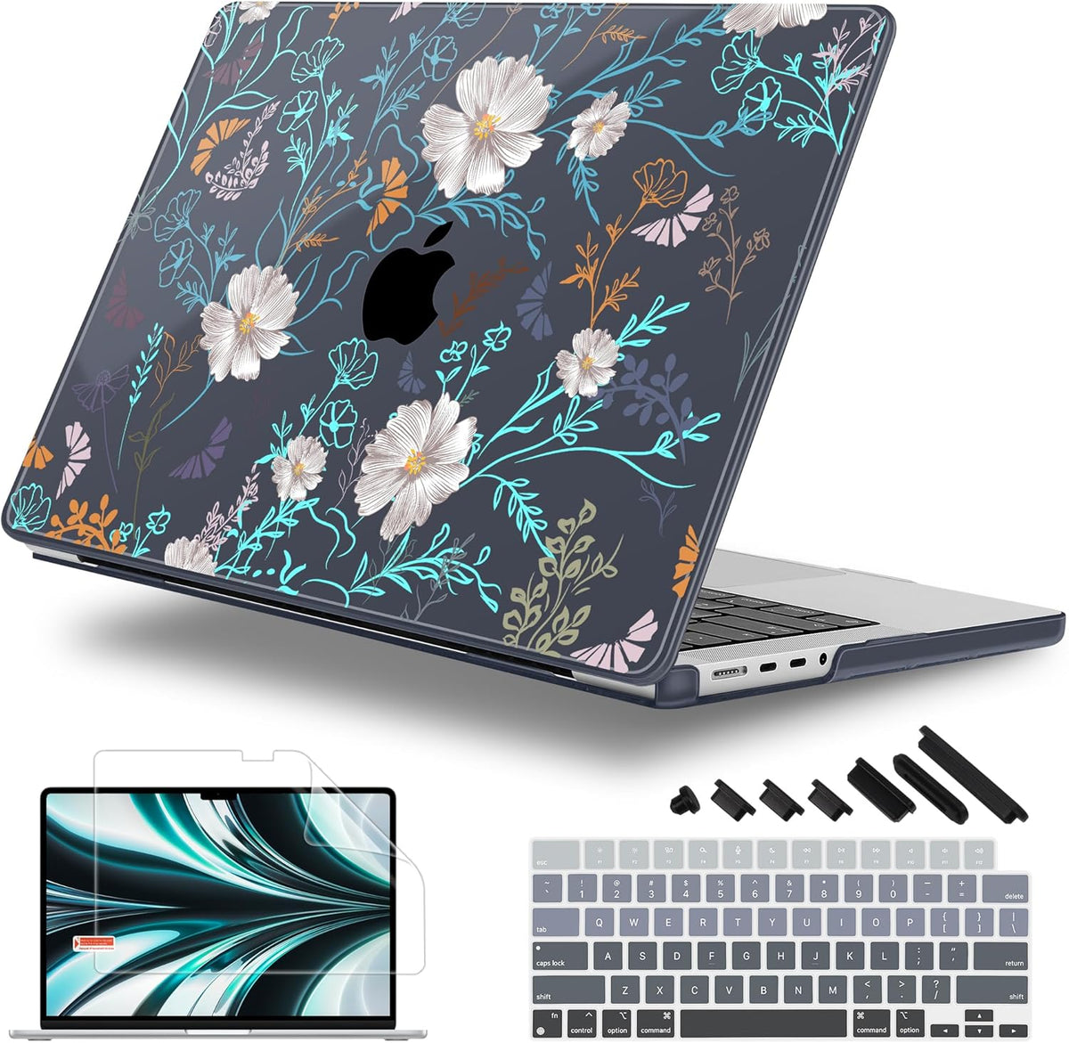 for MacBook Pro 16 inch Case 2021 2022 2023 2024 Release A3186 A3403 M4 A2991 M3 A2780 M2 A2485 M1 Pro/Max, Hard Shell Case with Screen Protector & Keyboard Cover, Rustic Flowers