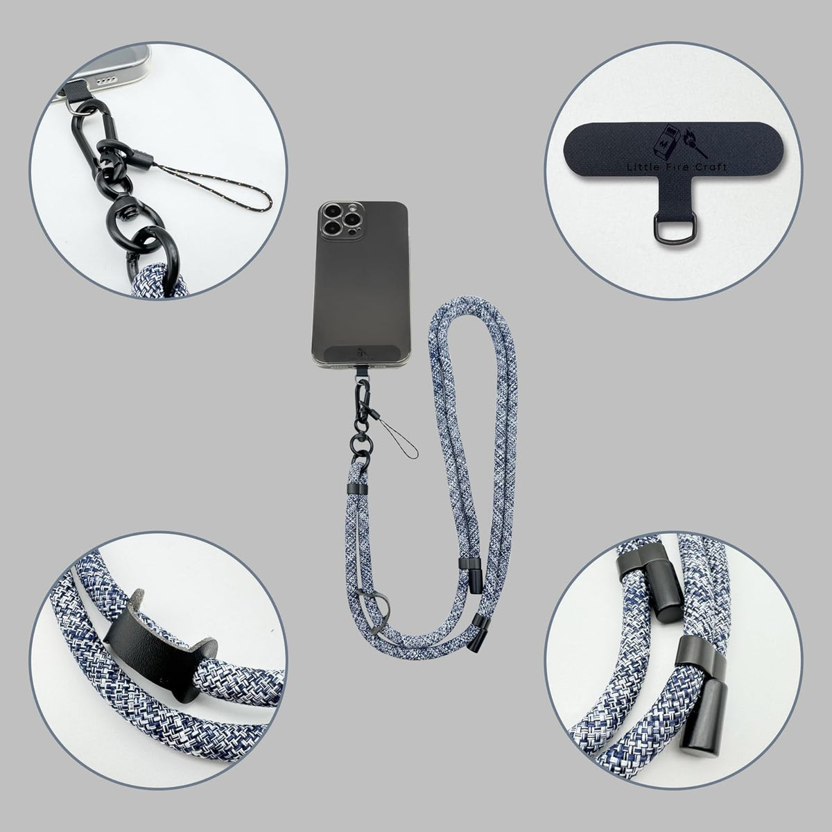 Adjustable Cell Phone Lanyard Crossbody Smartphone Strap Soft Rope Phone Lanyard for Around the Neck Holder (Camo Blue)
