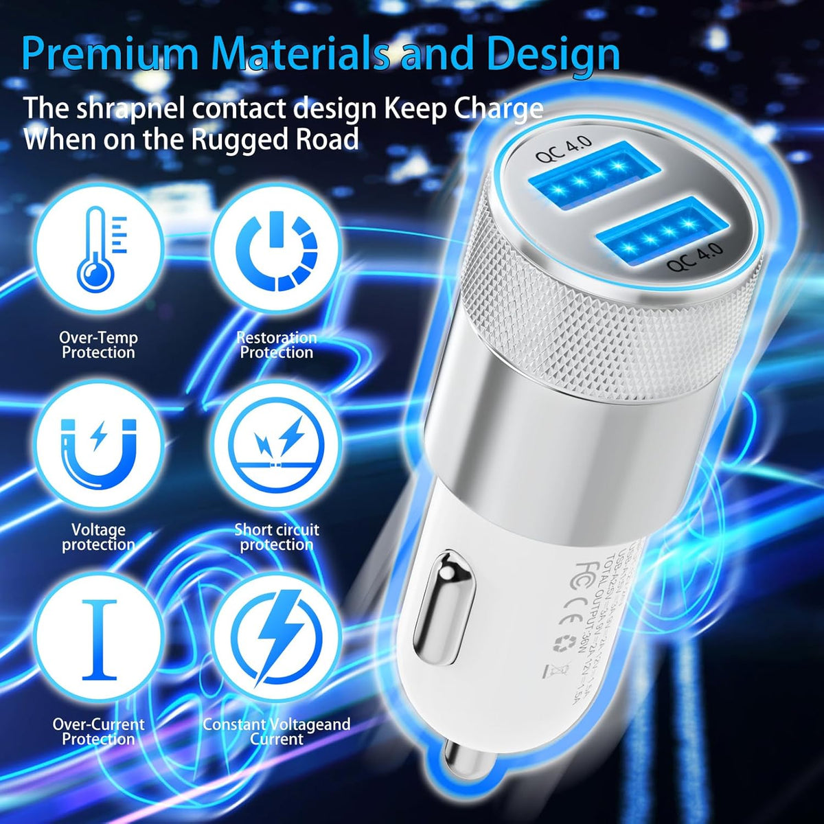 [Apple MFi Certified] iPhone Fast Car Charger, Dual USB A Rapid Car Charger with 2x3Ft Lightning Cable for iPhone