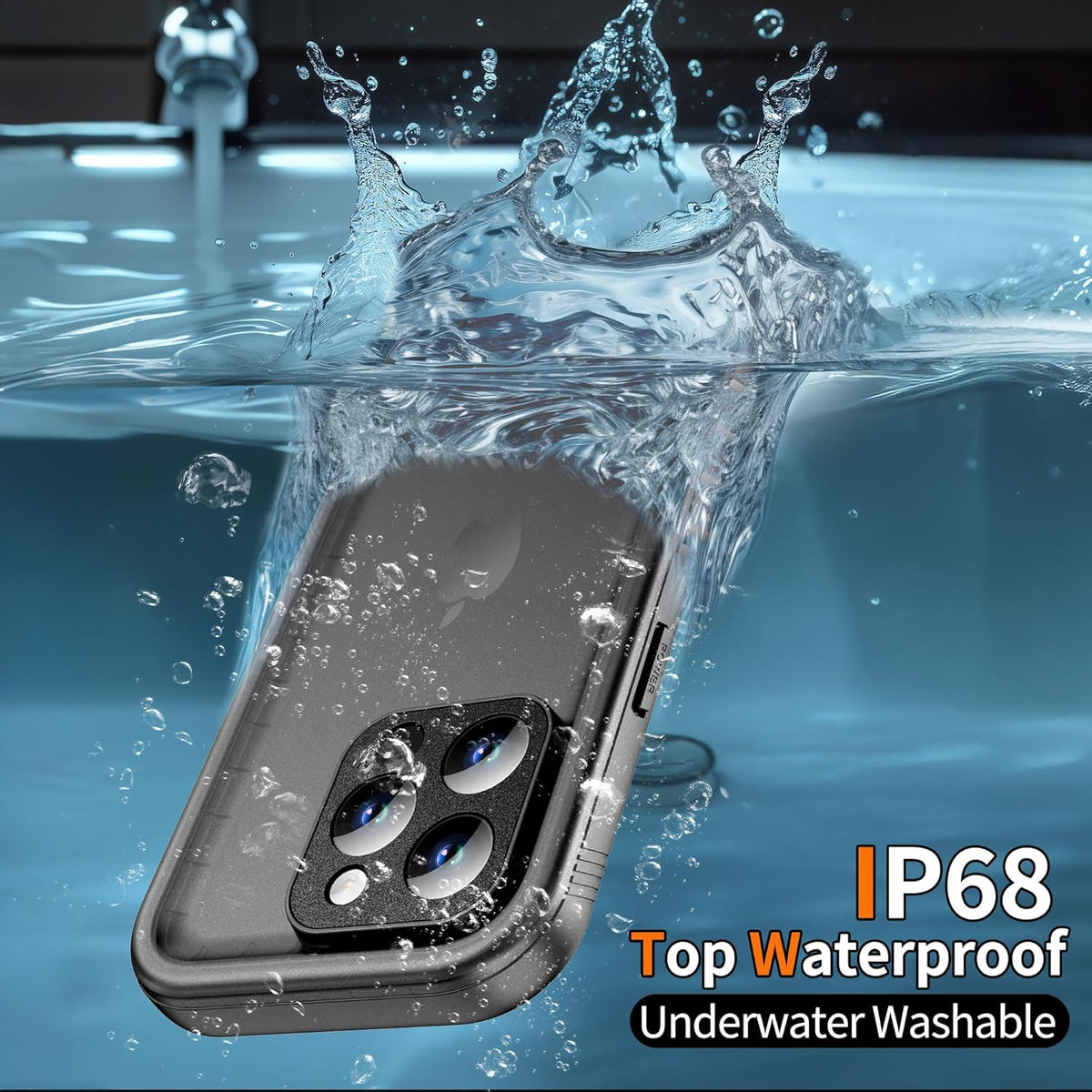 Cozycase Waterproof Case for iPhone 13 Pro Max - Full Body Dustproof Shockproof with Built-in Screen Protector - Black