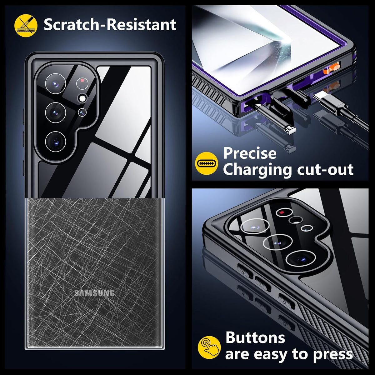 Designed for Samsung Galaxy S24 Ultra Case, Waterproof, Built-in Screen Protector, Full Protection Heavy Duty