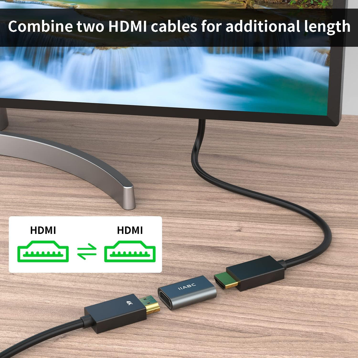 IIABC 3 Pack 3D 4K@60Hz 5/4/3 HDMI Coupler Female to Female HDMI Adapter Aluminum Alloy Extension Cable Connector