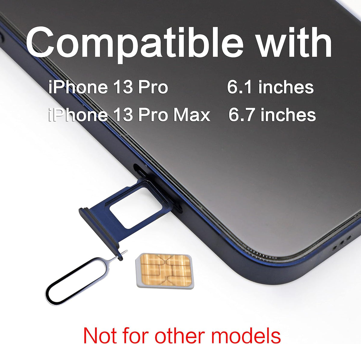 ASDAWN SIM Card Slot Tray Holder Replacement for iPhone 13 Pro Max, Waterproof Rubber Ring & SIM Pin (Gold)
