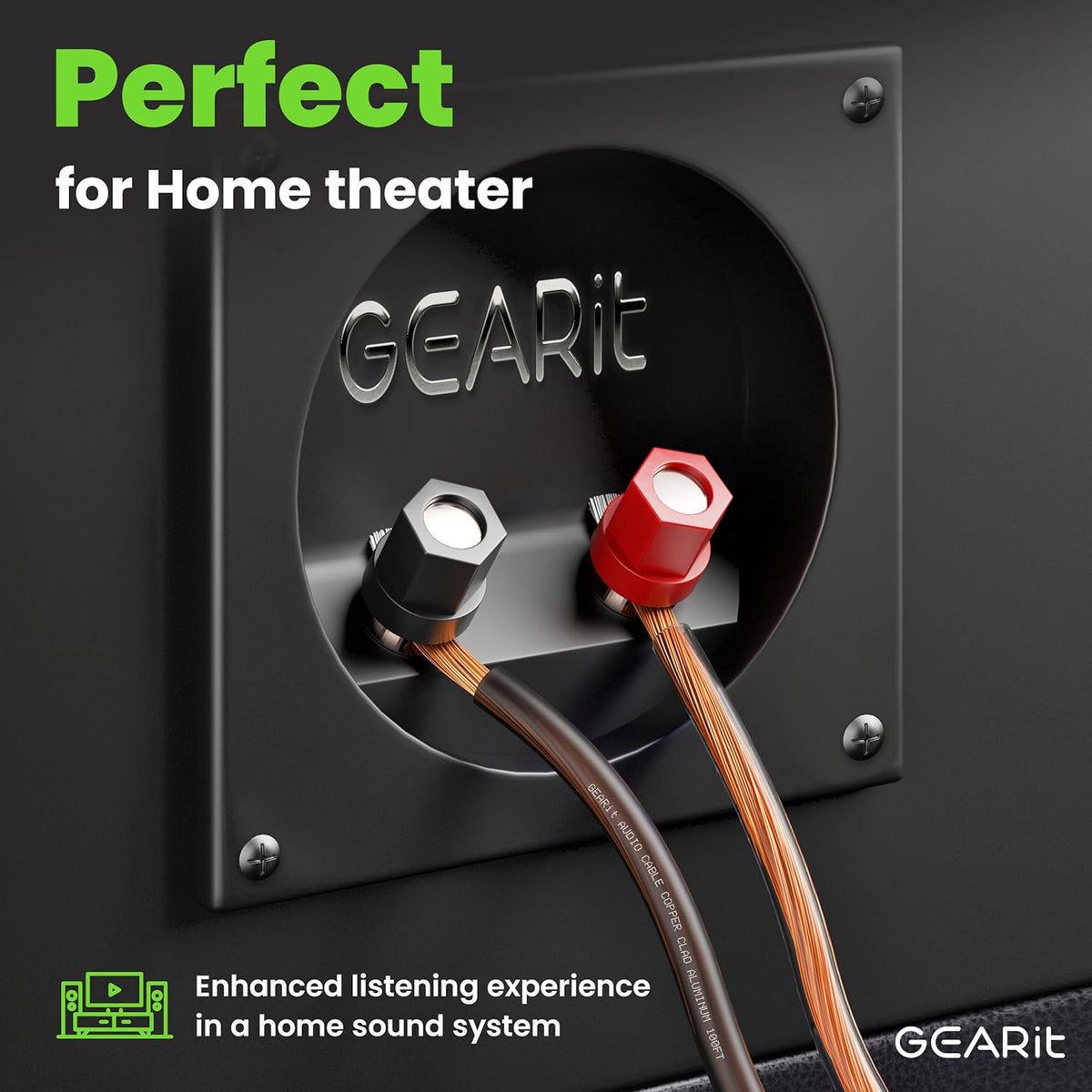 GearIT 14 Gauge 2 x 2.5mm Speaker Wire Cca Cca Cable (30.4 Meters - Black Clear)