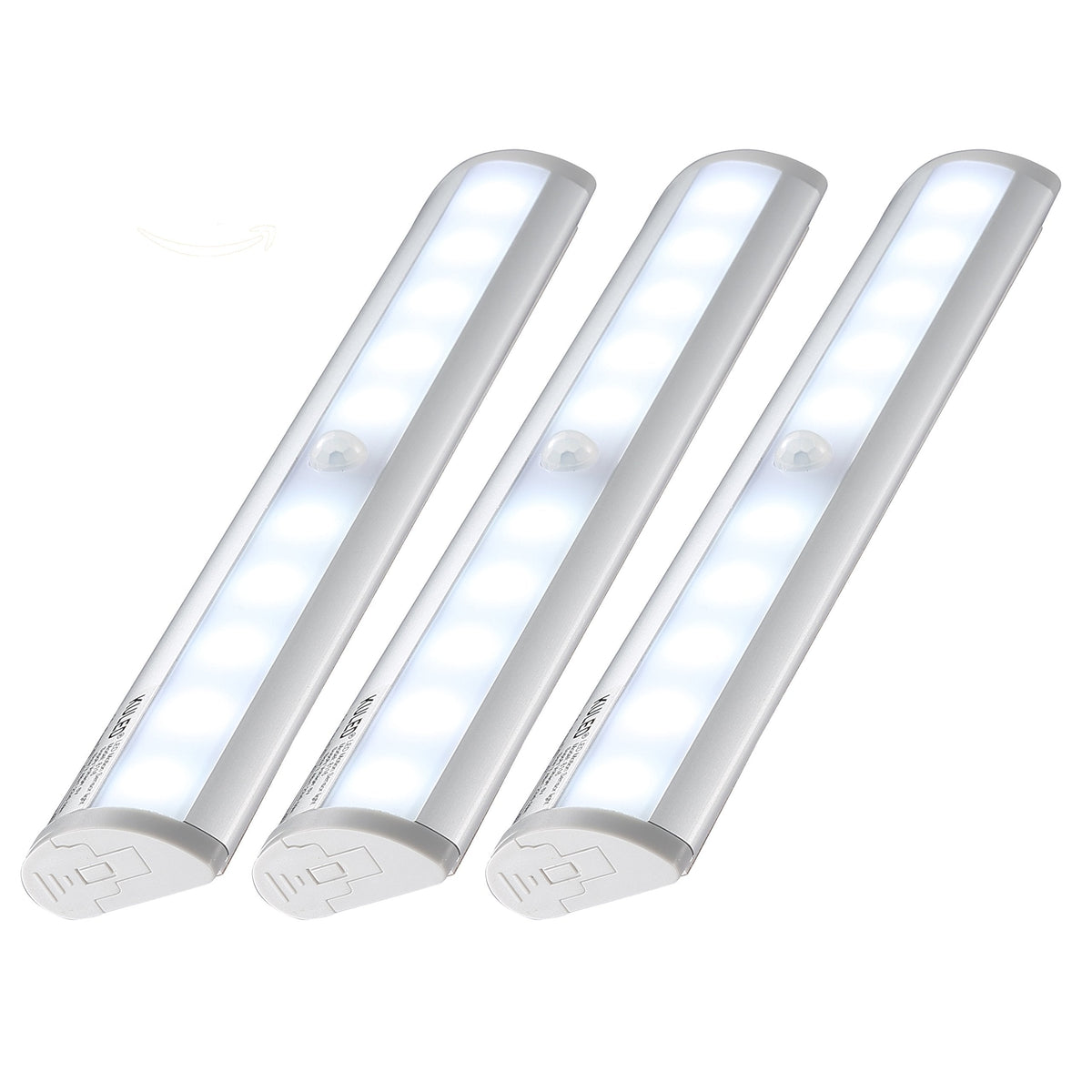 KULED 10-led Motion Auto Sensing LED Light, Battery Powered DIY Stick-on Under Cabinet Anywhere Portable Wireless with Magnetic Tape Strip Night Light