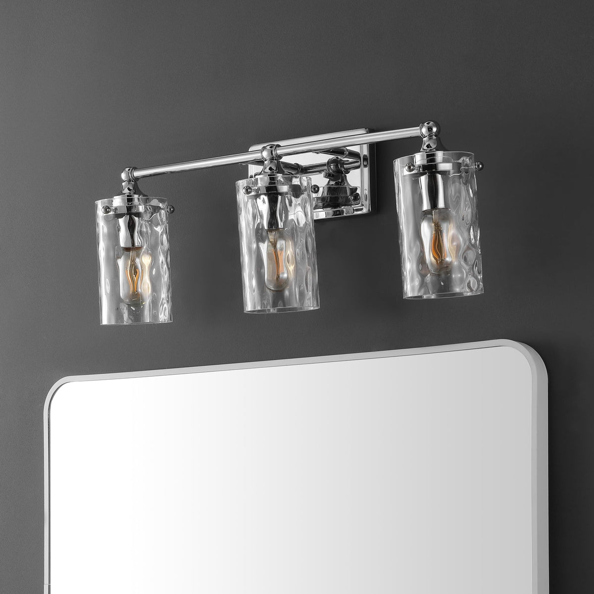 SAFAVIEH Lighting Collection Johari Chrome 3-Light Wall Sconce Light Fixture, Ideal for Bathroom, Entryway, Vanity Over Mirror, Foyer, Hallway, Living