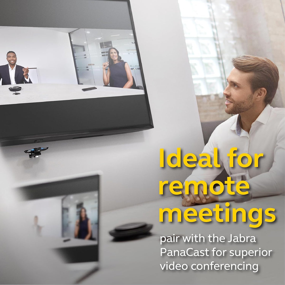 Jabra Speak 750 MS Wireless Bluetooth Speakerphone with Link 370 USB Adapter – Portable Conference Speaker for Holding Meetings Anywhere with Premium Audio - Certified for Microsoft Teams