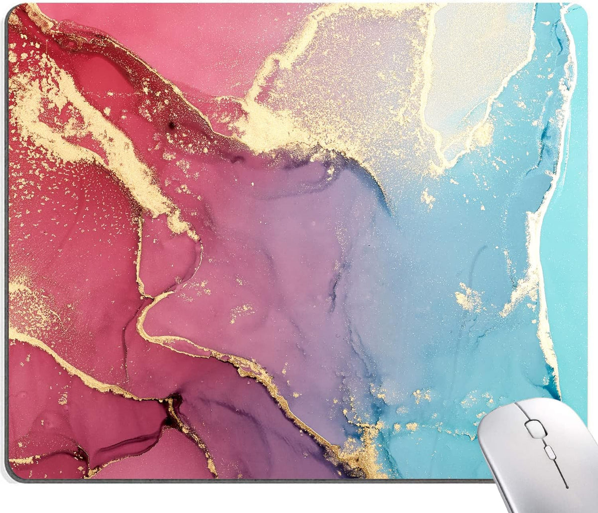 Mouse Pad, Cute Colorful Marble Mouse Pads with Design, Square Washable Cloth Personalized Mouse Mat, Gaming Office Home Non-Slip Rubber Base Computer Mousepad