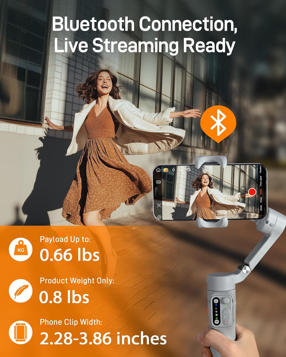 hohem iSteady X3 SE Gimbal Stabilizer for iPhone, Phone Stabilizer with Detachable Remote Control, Portable Foldable 3-Axis Phone Gimbal for Android & iPhone 16 15 Pro Max, Ideal for Travel Vlogging