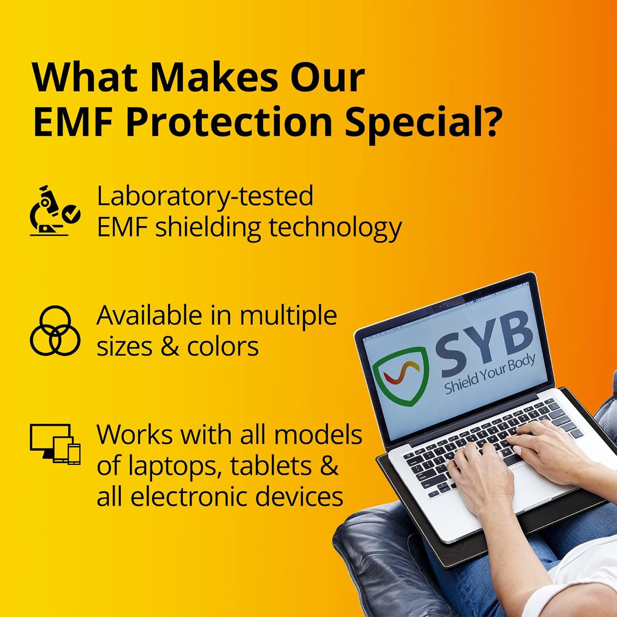 Shield Your Body - Laptop Lap Pad with SaferBody™, Anti Radiation Shield & Heat Shield Pad, EMF Blocker Laptop Pad for Up to 14in.Wide Device (13.8 x 10.7 inches), Jet Black PU Leather Color