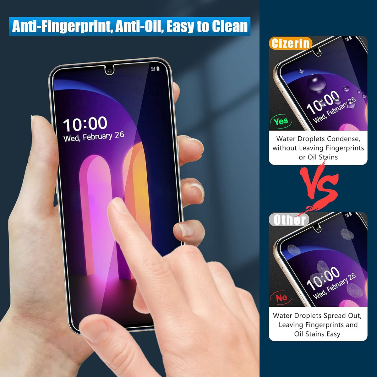[2+2 Pack] Tempered Glass Screen Protector for LG V60 ThinQ, Anti-fingerprint and Shatter Proof, Not for Dual Screen