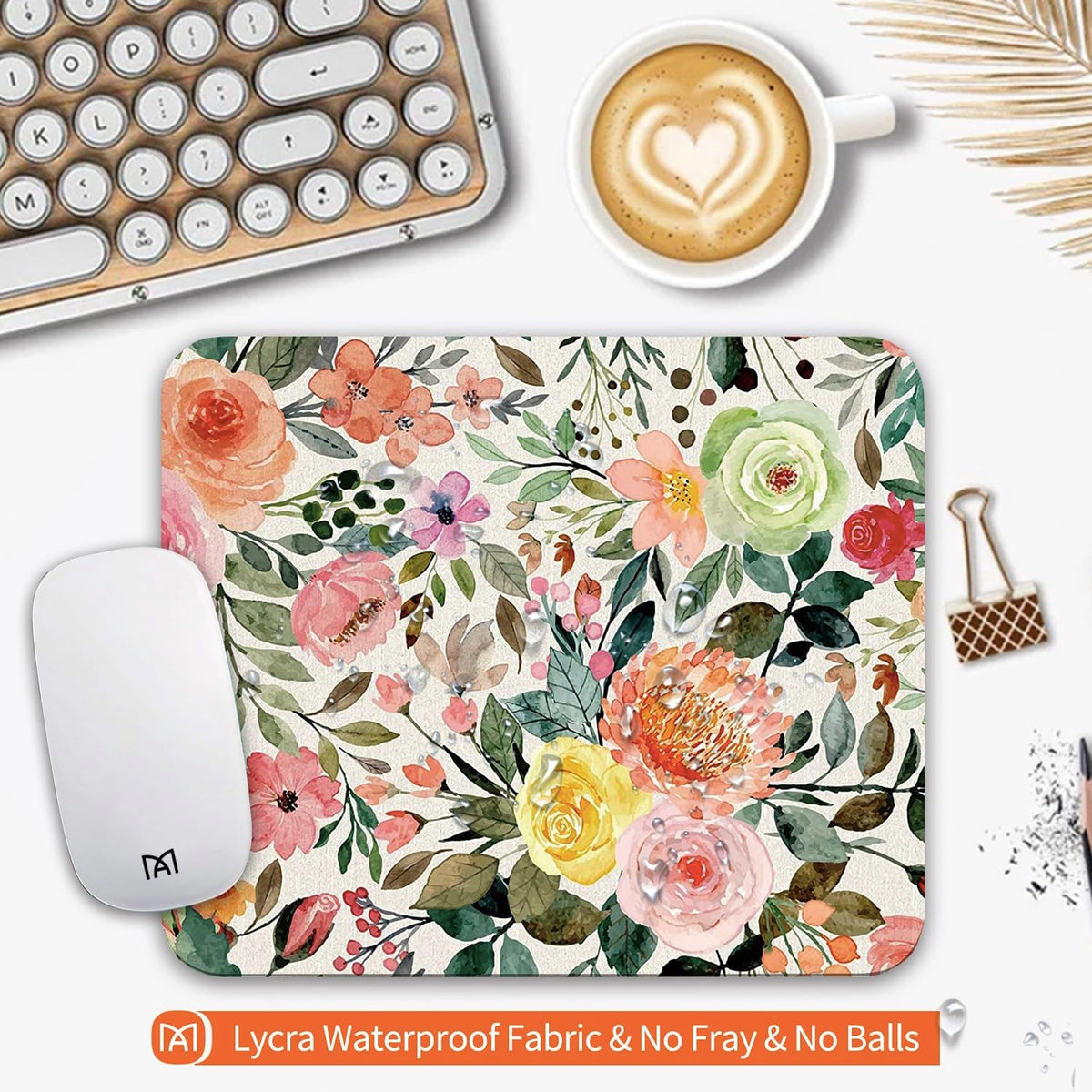 Square Mouse Pad Watercolour Floral,Personalized Premium-Textured Custom Mouse Mat Design,Washable Mousepad Cloth,Non-Slip Rubber Base Computer Mouse Pads for Wireless Mouse