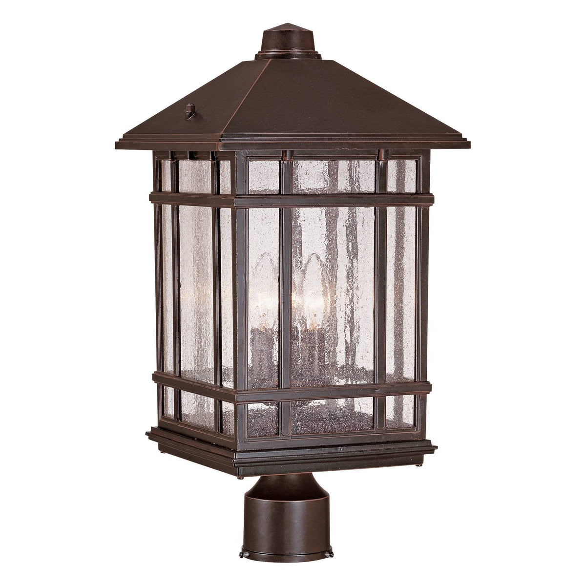 Kathy Ireland Sierra Craftsman Art Deco Outdoor Post Light Rubbed Bronze 18" Frosted Seeded Glass Panels for Exterior House Porch Patio Outside Deck