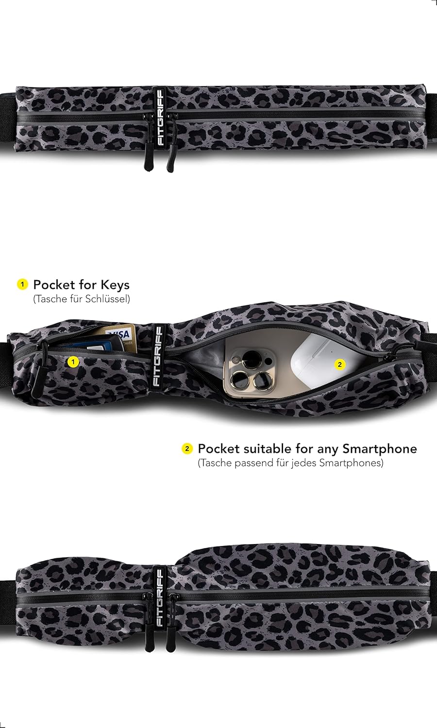 Fitgriff® Running Belt for Men & Women - Secure Jogging Pouch for Phone, Keys & Essentials - For All Cell Phones