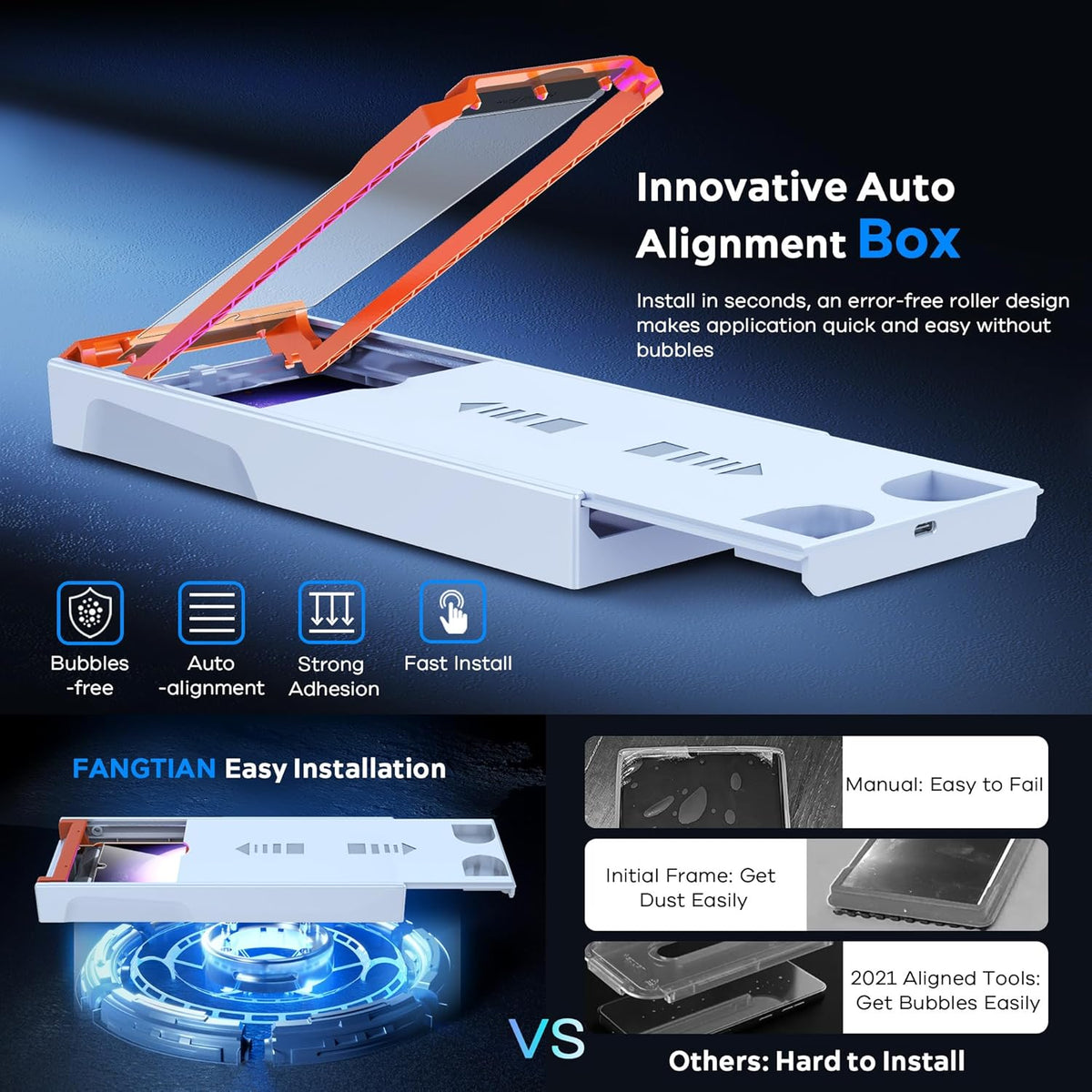 FANGTIAN 3-Pack Screen Protector for Samsung Galaxy S23 Ultra/S22 Ultra - 6.8" Film, Auto Alignment, Easy Install,