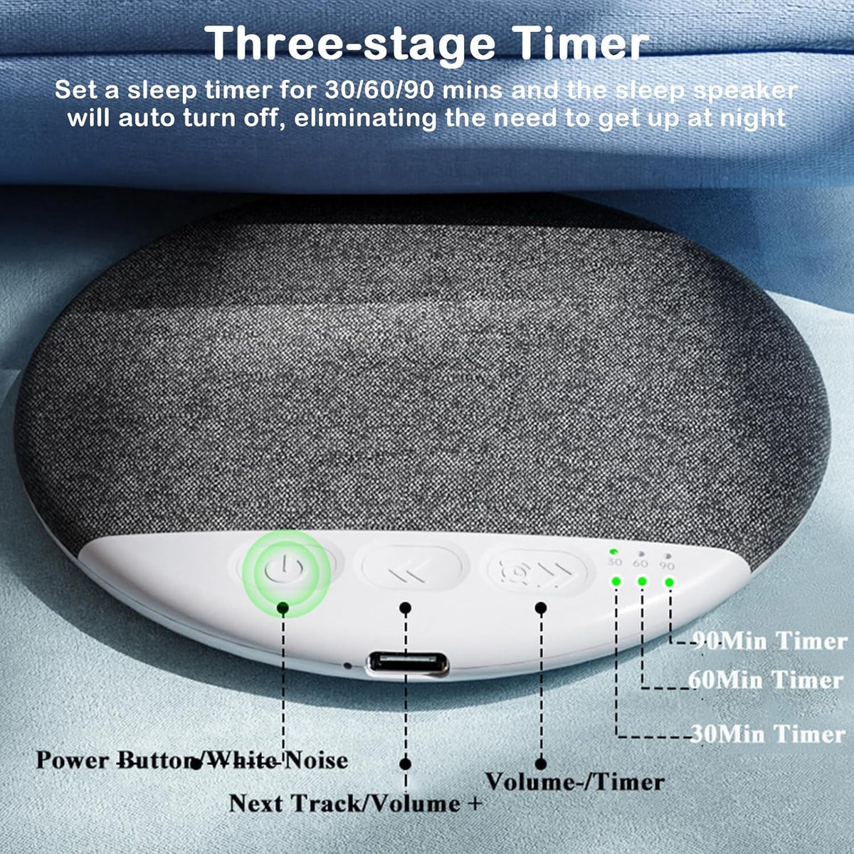 Generic Pillow Speakers for SleepingUnder Pillow Speaker with White Noise Timer, Mini Bone Conduction Sleep Aid