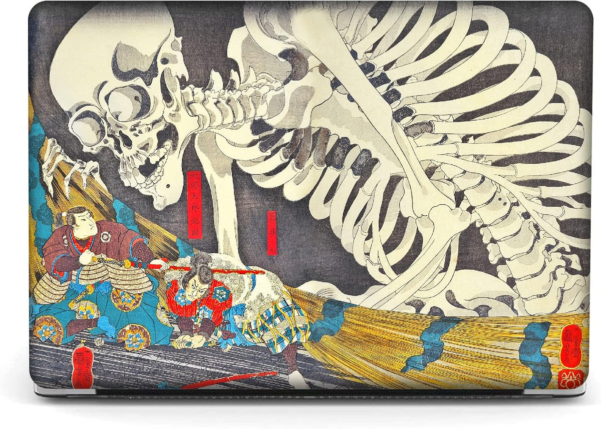 Berkin Arts Compatible with MacBook Air 13 inch Cover, 2022-2018 Release A1932 with Touch ID with Keyboard Cover & Screen Protector Feudal Japan Art (The Skeleton Specter by Kuniyoshi)