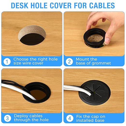 BOPOREAE 4 Pcs Desk Grommet 2" (50mm), Desk Hole Cover for Cables
