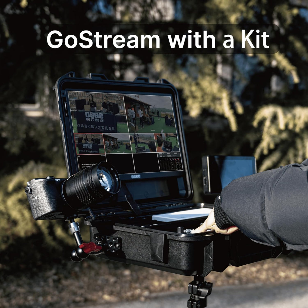 Osee GoStream Deck All in One Pro Live Streaming Multi Camera Video Mixer Switcher Recorder Player Kit 4 HDMI in USB-C I/O with 14 Inch Monitor Built-in DC-to-Type C Cable NDI(Optional) Upgradable