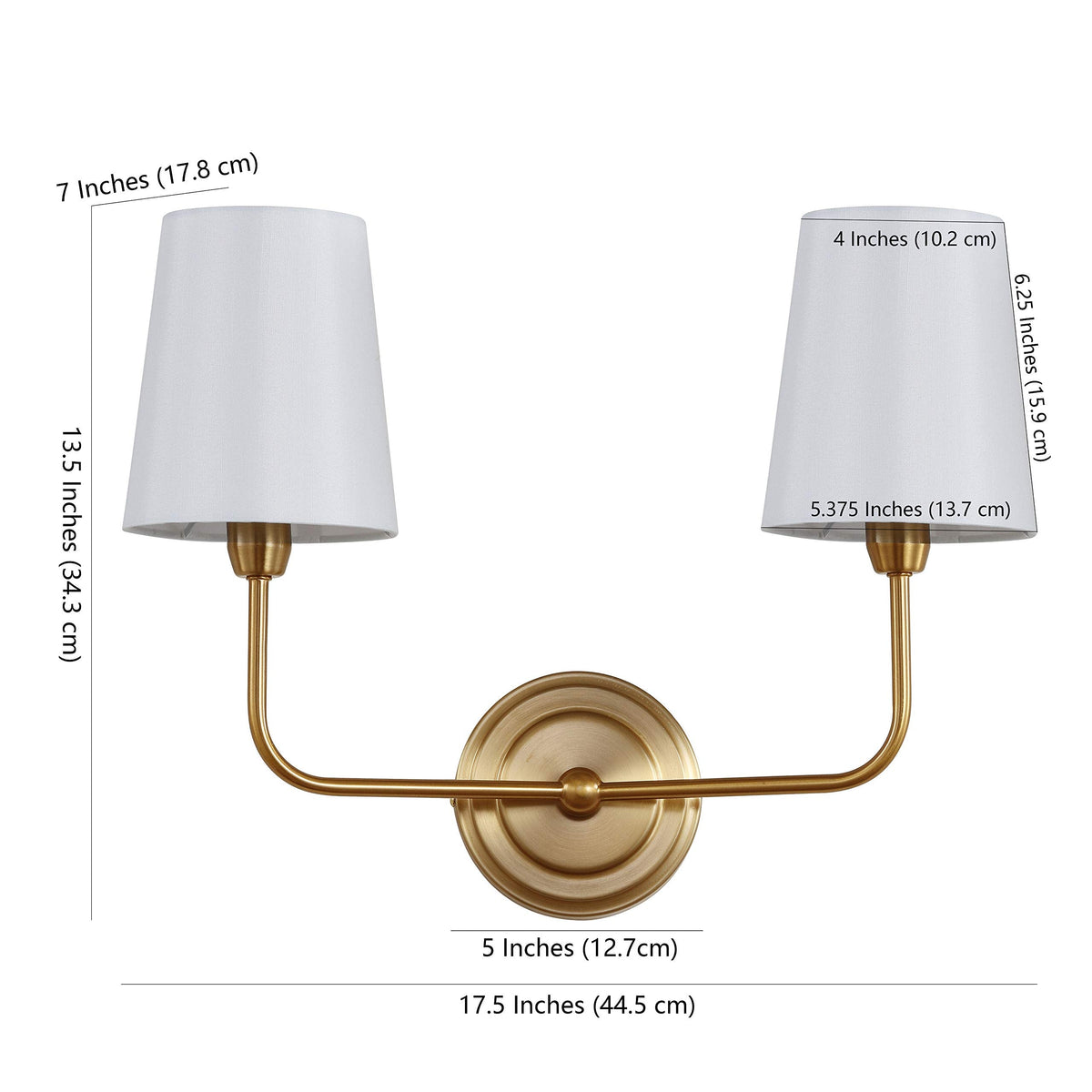 Safavieh Lighting Ezra Brass Gold 2-Light Wall Sconce (LED Bulbs Included)