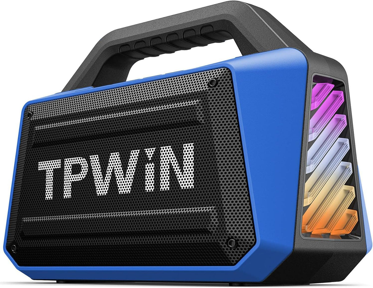 Portable Bluetooth Speakers Loud - Wireless Speaker 80W Peak, Light Show, 20H Playtime, Strong Bass, BT 5.3, TWS, IPX6 Waterproof for Outdoor Travel Beach Camping - Blue