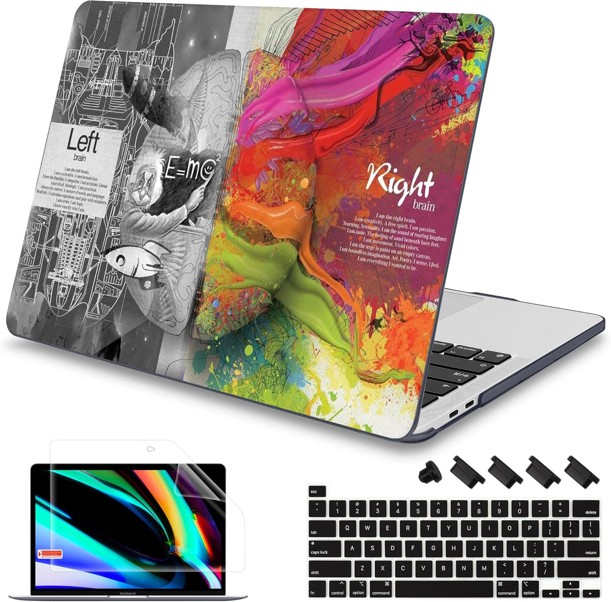 Mektron 16 inch Laptop Case, for MacBook Pro 16 inch Cover A2141 2020 2019 with Touch bar & Touch ID, Soft Touch Hard Shell Case w/Keyboard Skin Screen Protector Dust Plug, Wonderful Brain