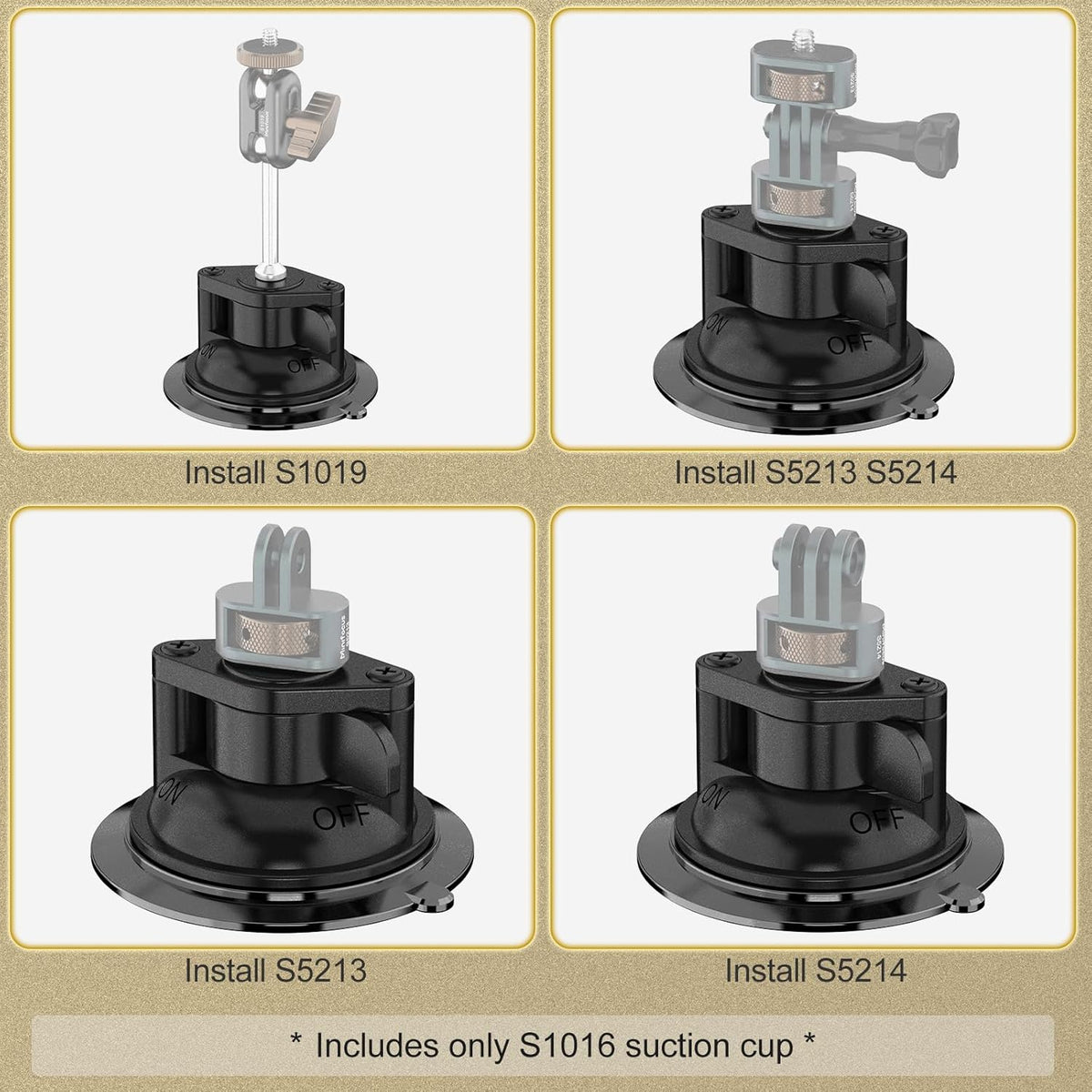 Suction Cup Mount, Windshield Suction Mount Bracket, Single Suction Base with 1/4" Female Threaded for Magic Arm Gopro Adapter