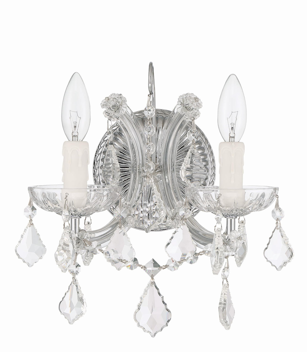 Crystorama Maria Theresa 2 Light Clear Italian Crystal Polished Chrome Sconce