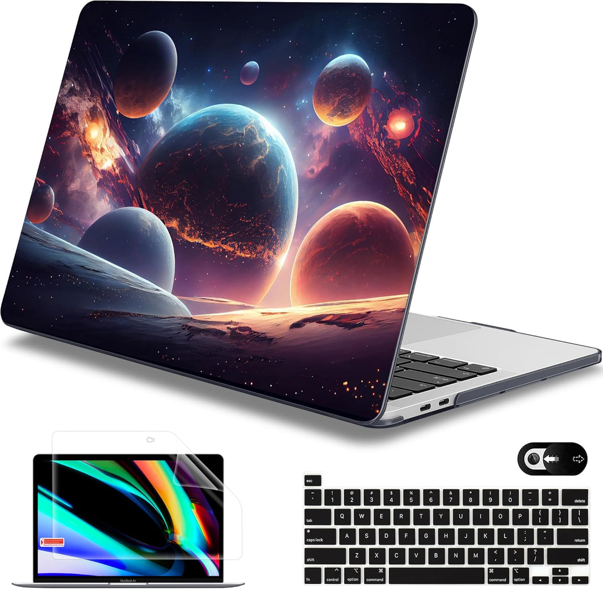 Mektron for MacBook Pro 13-inch Case 2022 2021 2020 Release A2338 M2 M1 A2289 A2251, Printed Plastic Hard Shell Cover for New MacBook Pro 13.3-inch Touch Bar Fits Touch ID，Planets