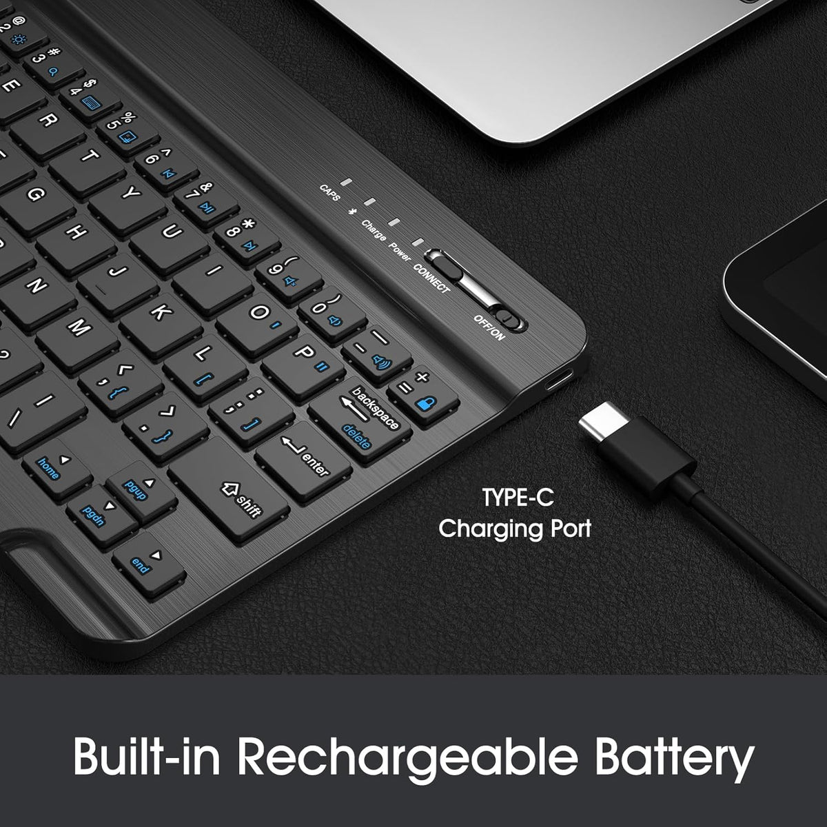 Fintie 7-Inch Ultrathin Wireless Bluetooth Keyboard for iPad, Samsung Tablet, iPhone Smartphone, iOS, Android Tablets