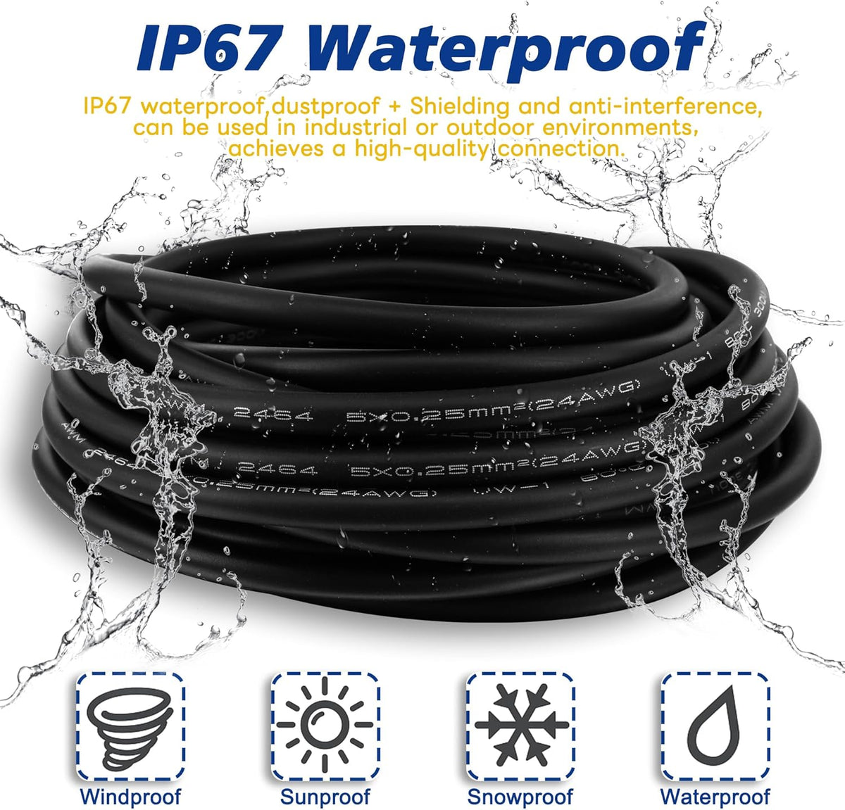 M8 5 Pin Male Socket Panel Aviation Wire, 8mm Shielded Circular Sensor Connector Cable, Outdoor Waterproof IP67