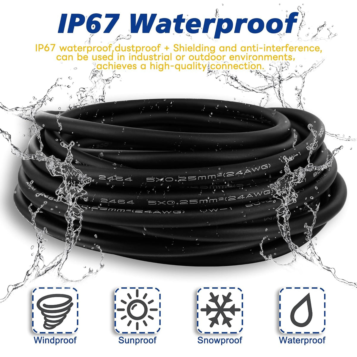 Lonlonty M8 Aviation Sensor Cable 6 Pin, 6.5Ft/2M Shielded Connector, Field Assembly M8 Connector A Coding Right Angle