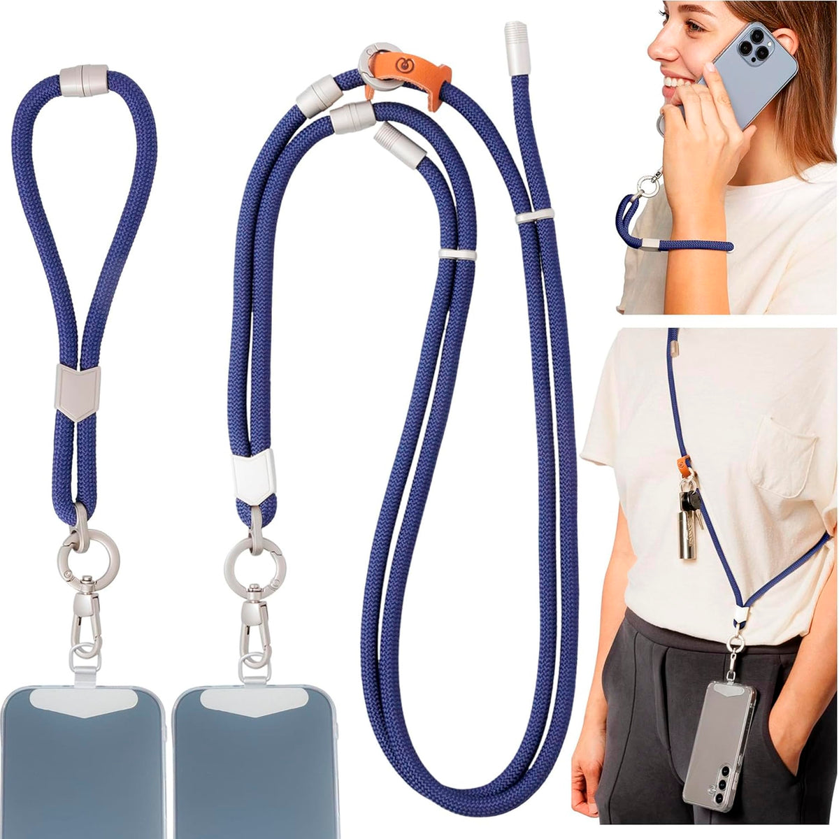 Pulpo 2 In 1 Crossbody Anti Theft Phone Lanyard And Wrist Strap For Iphone And Android, Adjustable Cell Phone Leash And Universa