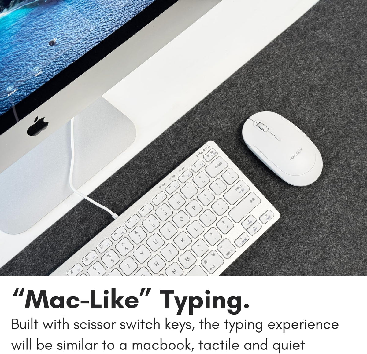 Macally Small USB C Keyboard, Plug & Play Wired Apple Keyboard for Mac mini, MacBook Pro/Air, iMac, iPad, Windows