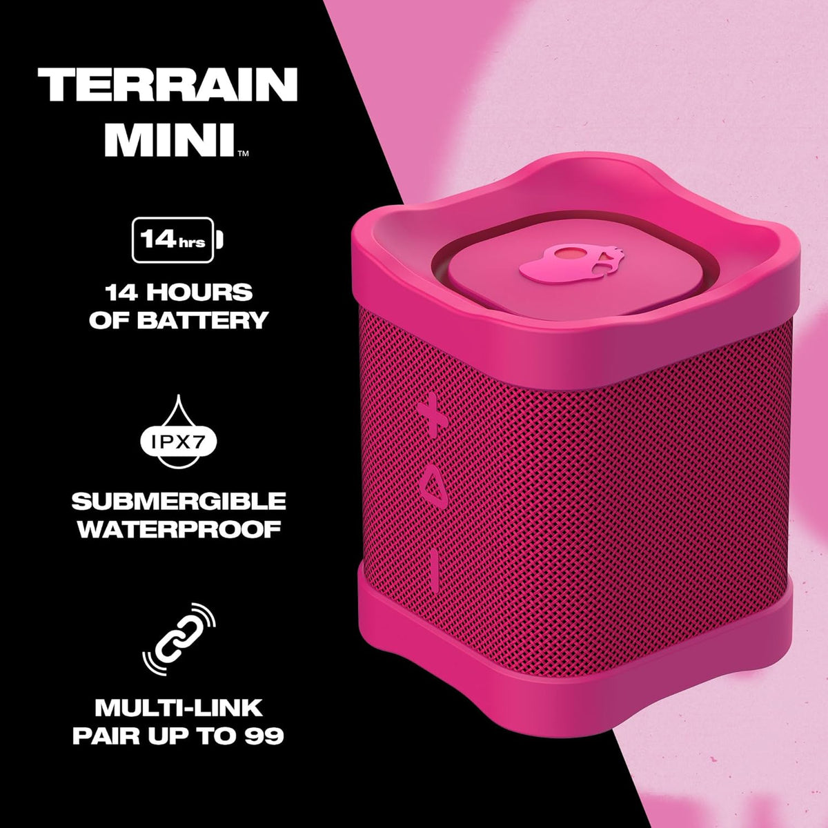 Skullcandy Terrain Mini Wireless Bluetooth Speaker, IPX7 Waterproof Portable Speaker with Dual Custom Passive