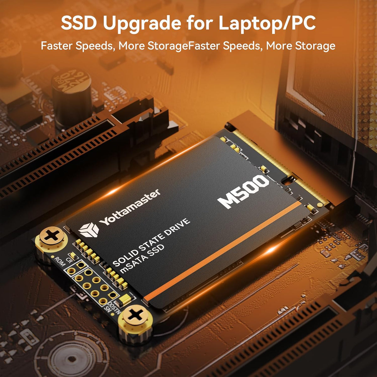 Yottamaster M500 1TB mSATA SSD SATA III 6Gb/s, mSATA Internal Solid State Drive Up to 500MB/s, Mini-SATA with 3D NAND, Compatible with Ultrabooks Desktop PC Laptop, All-in-One PCs, 30x50mm