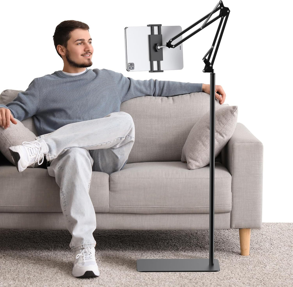 InnoGear Tablet Floor Stand, Overhead Bed Phone Stand Adjustable Holder Universal Floor Stand Compatible with iPhone
