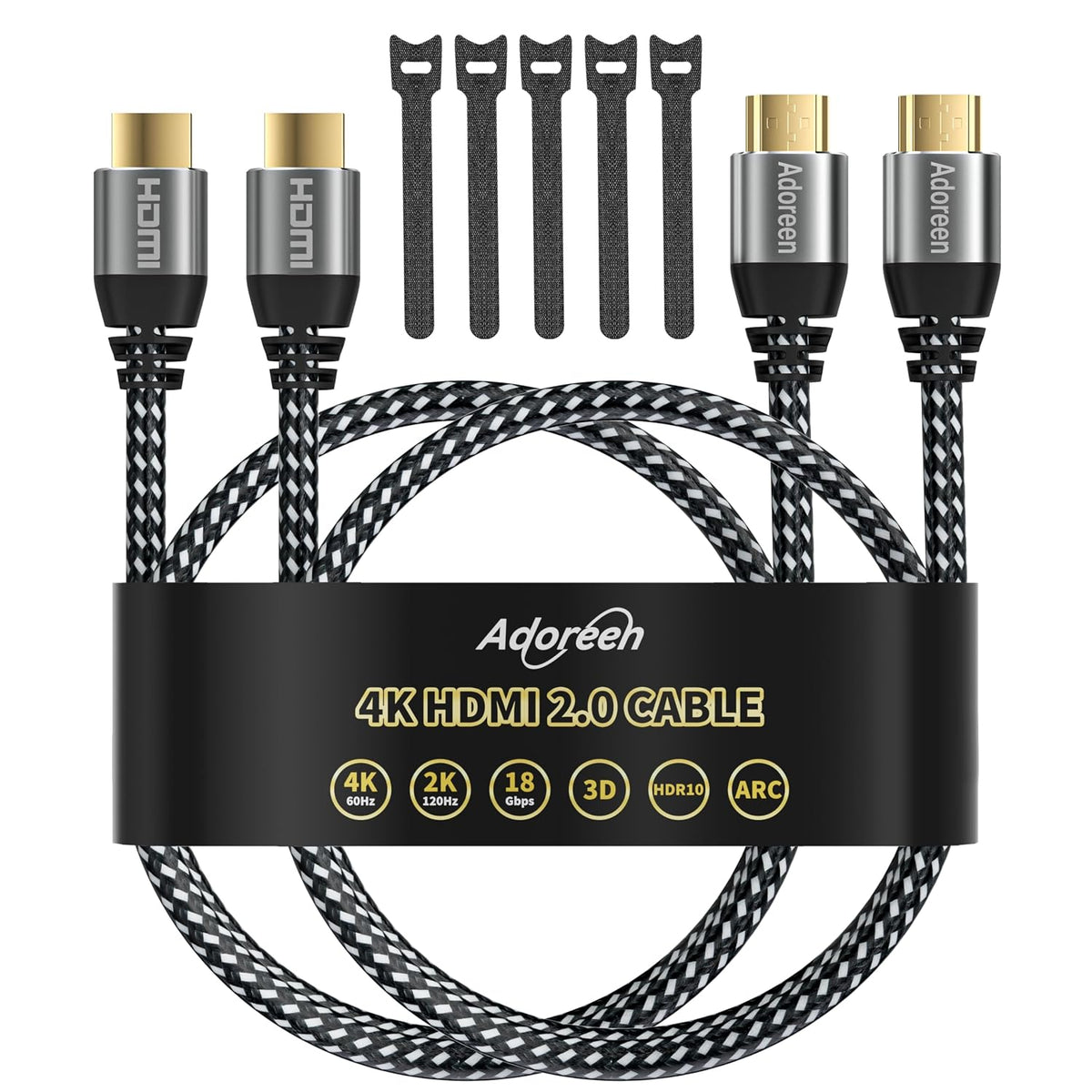 4K 4 Feet/2 Pack,High 18Gbps 2.0 Cord,4K@60Hz,2K,1080P,ARC 3D,Sturdy&Flexible&Untangled&Supreme PS5 Xbox+5 HDMI Cable