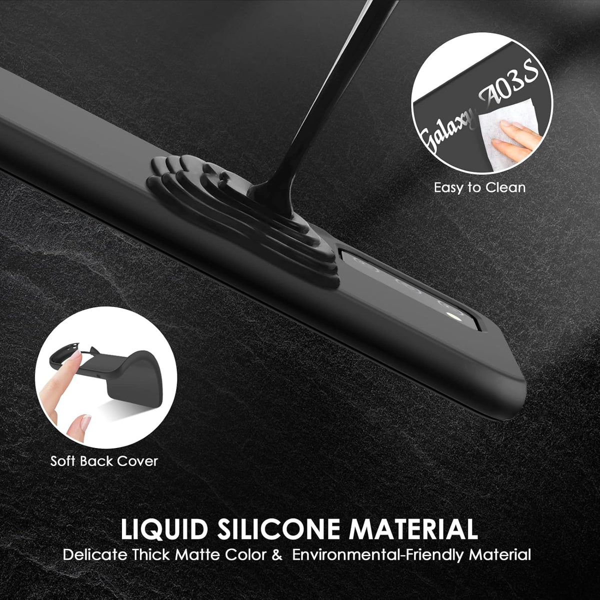 Samsung Galaxy A03s Phone Case, Shockproof Silicone Slim Cover, Durable TPU Dual Layer Drop-Proof Cover Black