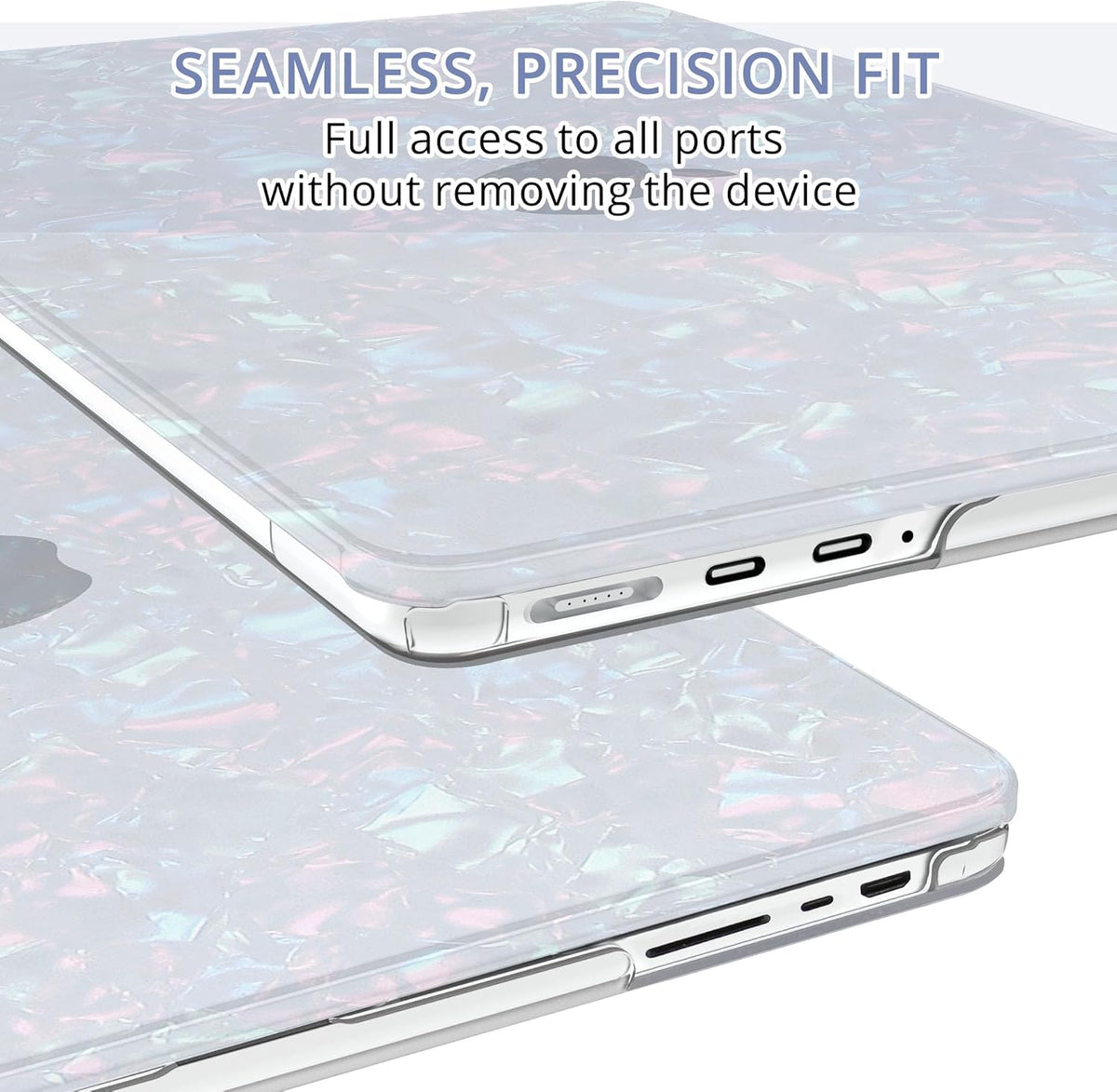 B BELK Compatible with MacBook Pro 14 inch Case 2025 2024 2023 2022 2021 M4 M3 M2 M1 A3112 A3185 A3401 A2918 A2992 A2779 A2442, Plastic Hard Shell Case+ Keyboard Cover+ Screen Protector, Shiny Pearl
